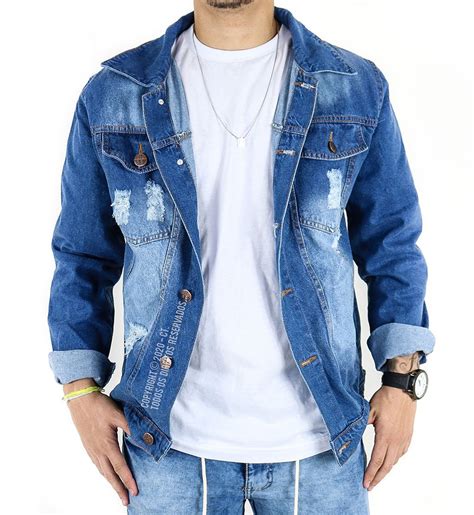 Promo O De Jaqueta Masculina Jeans Destroyed Azul Ct