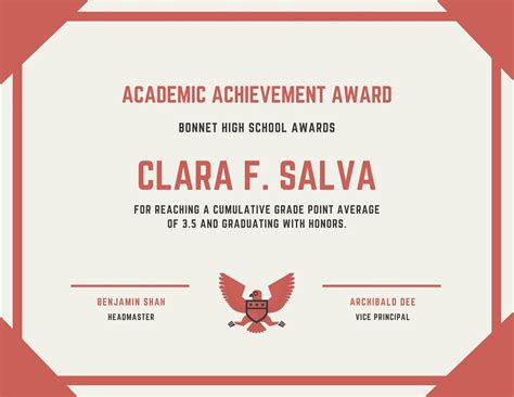 academic achievement award certificate templates  canva