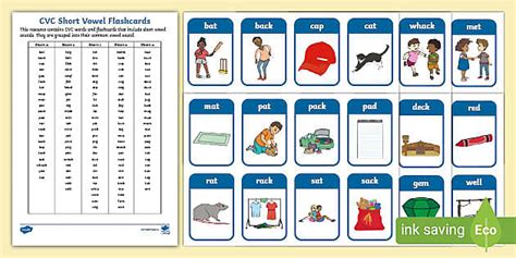 Cvc Short Vowels Flashcards Teacher Made Twinkl