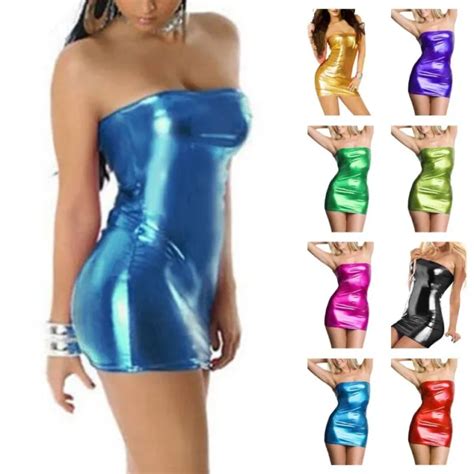 Robe Bodycon En Cuir Brevet Mode Avant Gardiste Tenue Clubbing Pour