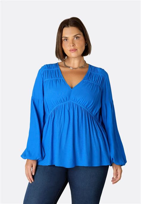 Live Unlimited London Ruched Front Bluse Blueblau Zalandode