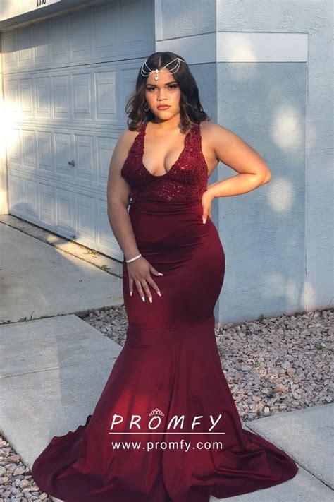 Burgundy Lace And Satin Mermaid Plus Size Prom Dress Plus Size Prom