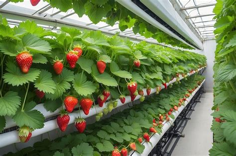 Cultivo Vertical De Fresas En El Sistema Hidropónico Foto Premium