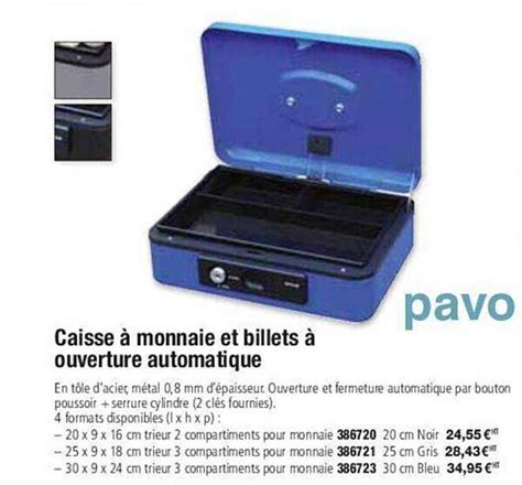 Offre Caisse Monnaie Et Billets Ouverture Automatique Pavo Chez