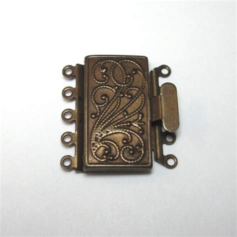 Antique Brass 5 Strand Box Clasp