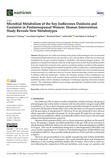 PDF Microbial Metabolism Of The Soy Isoflavones Daidzein And