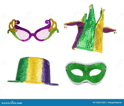 Mardi Gras Party Accessories Isolated Stock Image Image Of Carnival Isolated 136331285