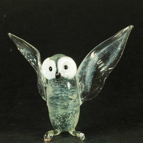 Glass Owl Blown Collectible Figurine Glass Owl Figure Etsy