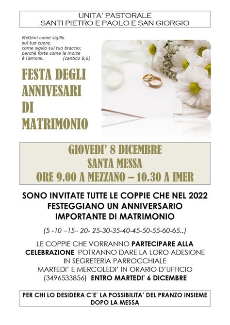 Festa Degli Anniversari Di Matrimonio Im R E Mezzano Parrocchie Di