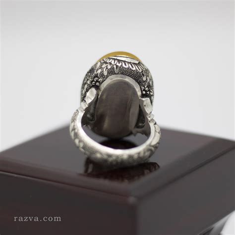 Bague De Fian Ailles Pas Cher Homme Agate Jaune Razva