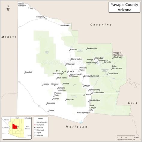 Map Of Yavapai County Arizona Where Is Located Cities Population Highways And Facts