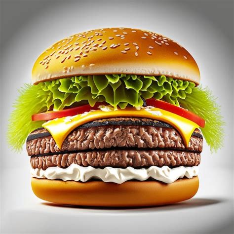 Premium Photo Double Hamburger Isolated On White Background Fresh