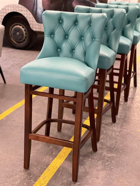 Luxury Chesterfield Design Bar Stool Upholstery In Teal Reall Etsy