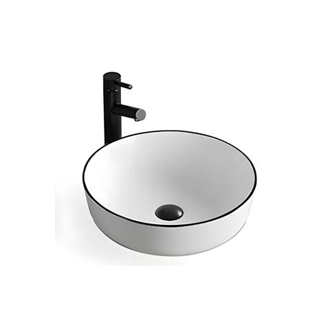 Contemporary Round Porcelain Vessel Lavatory Sink With Pop Up Drain Bathroom Sinks