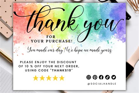 Rainbow Thank You Card Canva Template Graphic By Haffa Studio