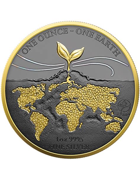 One Ounce One Earth Black Ruthenium Gold Silver Coin Fiji