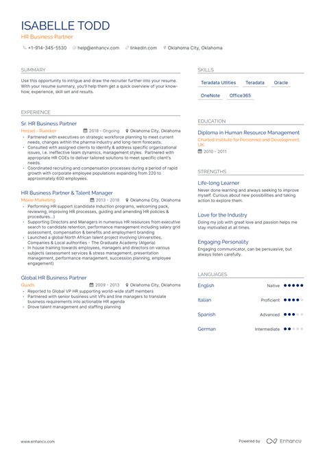 Hr Business Partner Resume Examples And Guide For 2023 Layout Skills