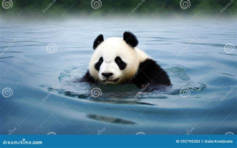 Giant Panda in Water. Habitat Loss Concept Stock Illustration - Illustration of ecosystem, bear ...