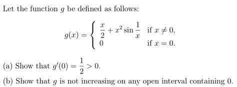 Solved Let The Function G Be Defined As Follows