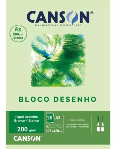 Bloco Papel Canson Desenho Branco G A Folhas