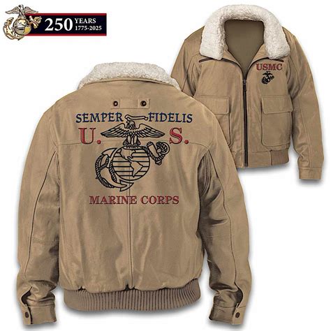 Usmc Semper Fidelis Mens Vintage Style Twill Bomber Jacket With