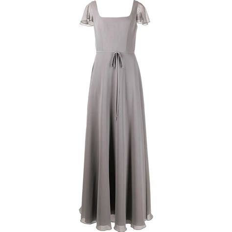 Marchesa Notte Bridesmaids Abito Da Sera Con Maniche Flutter Grigio