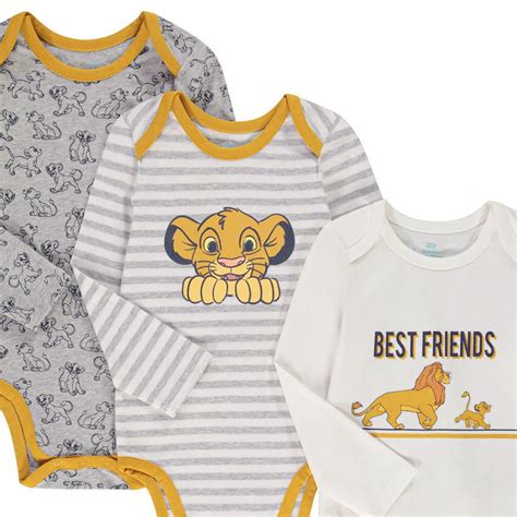 Orchestra Lot de 3 bodies Le Roi Lion Disney pour bébé garçon avec