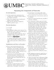 Orgo Lab Separation Of Panacetin Rubric Iversity Of Un Umbc