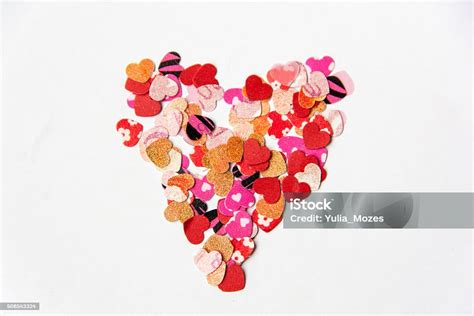 Heart Shape Of Small Love Hearts On White Background Stock Photo