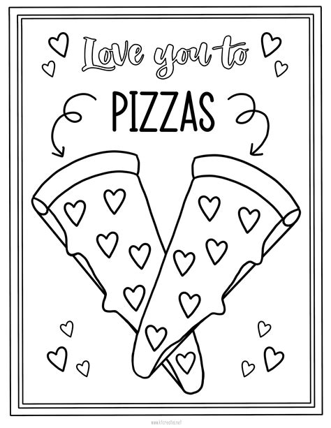 Valentines Pizza Coloring Page - Etsy