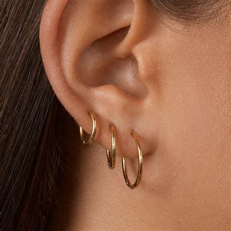 Huggie Hoop Earring Set 14k Gold Small Hoop Earrings Etsy