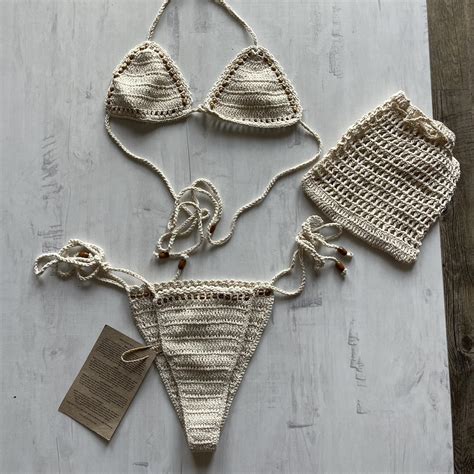 Akoia Kayu Bikini Blanco Set The Knit Detailing Is Depop