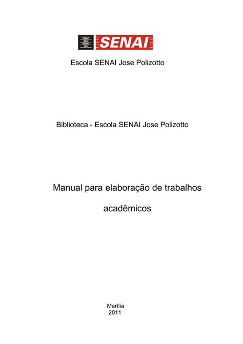 Manual Para Elabora O De Trabalho Acad Mico Senai