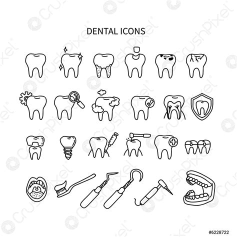 Dental Icons Set Vector Illustration Stock Vector 6228722 Crushpixel