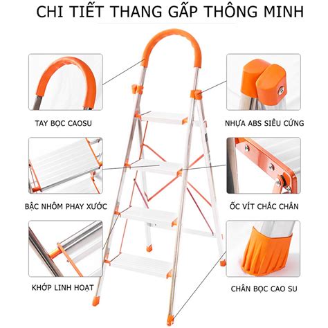 Mua Thang Nhôm Ghế Gấp Gọn Ameca 3 7 Bậc Thông Minh Thang Xếp Inox 304