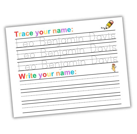 Personalized Name Tracingwriting Activity Worksheet Handwriting