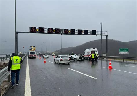 Kuzey Marmara Otoyolu nda korkutan olay Araçlar peş peşe birbirine