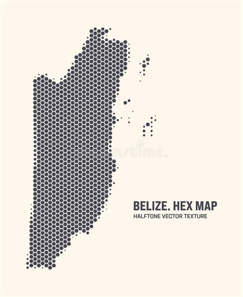 Belize Map Vector Hexagonal Half Tone Pattern Isolated On Light