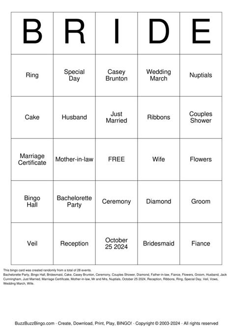 Bridal Shower Bingo Cards To Download Print And Customize