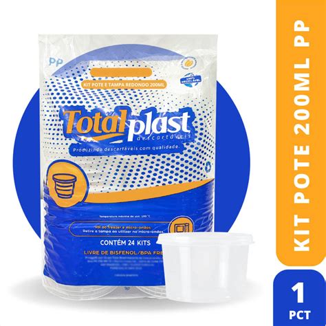 KIT POTE 200ML PP TOTALPLAST C 24UN CV Descartáveis