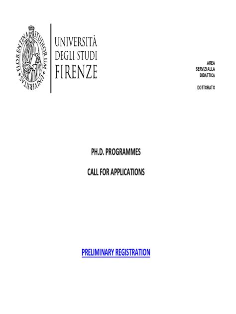 Fillable Online Universit Degli Studi Di Firenze Application Form For