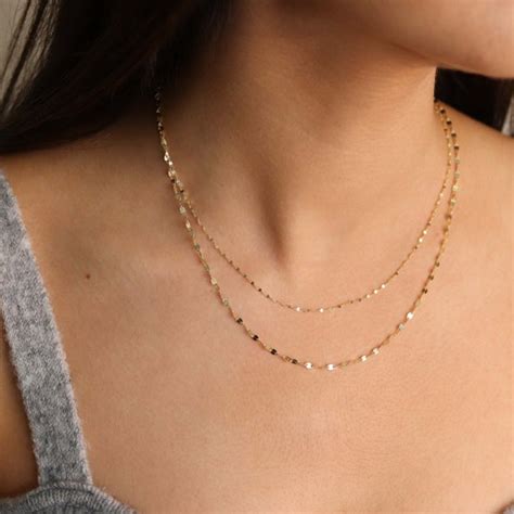 14K Gold Chain Necklace Delicate Dainty Layered Necklace - Etsy