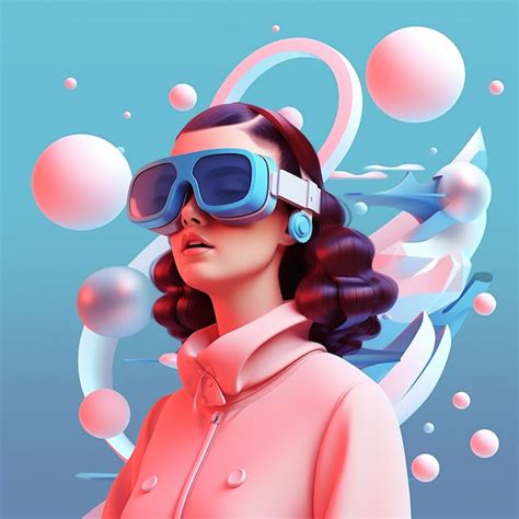 Rendu 3D d une femme avec des lunettes VR Image générée à base dIA