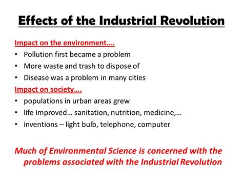 Effects on the environment from the industrial revolution