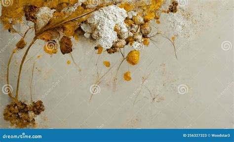 Background With White Concrete Wall And Jinger Rust On It Decorated