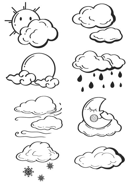 Cartoon Line Drawing Cloud Pattern Decoration Cloud Drawing Cloud