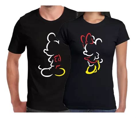 Playeras Parejas Mickey Minnie Siluetas Disney Personalizado