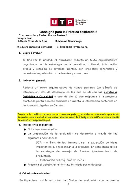 U Gc N I Pc Consigna V Consigna Para La Pr Ctica Calificada