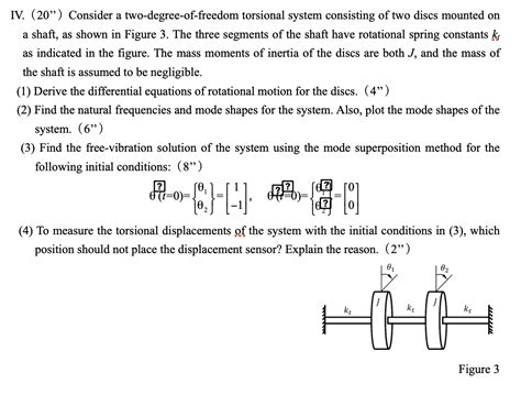 Solved Iv Consider A Two Degree Of Freedom Torsional Chegg