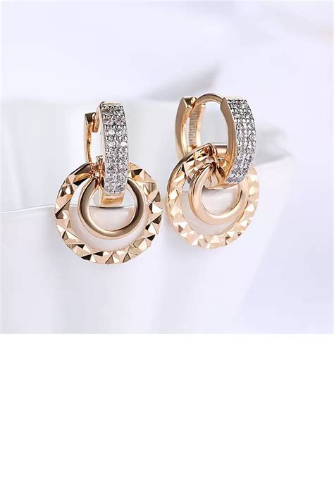 ZAFITI Fashion Romantic Plated Champagne Gold Geometric Round Earrings